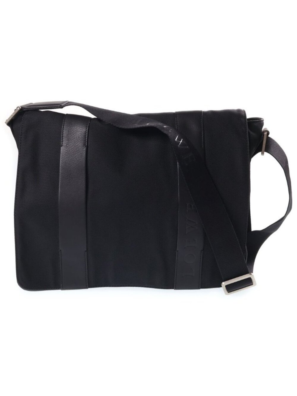 Loewe Leather Canvas Contrast Shoulder Bag Black